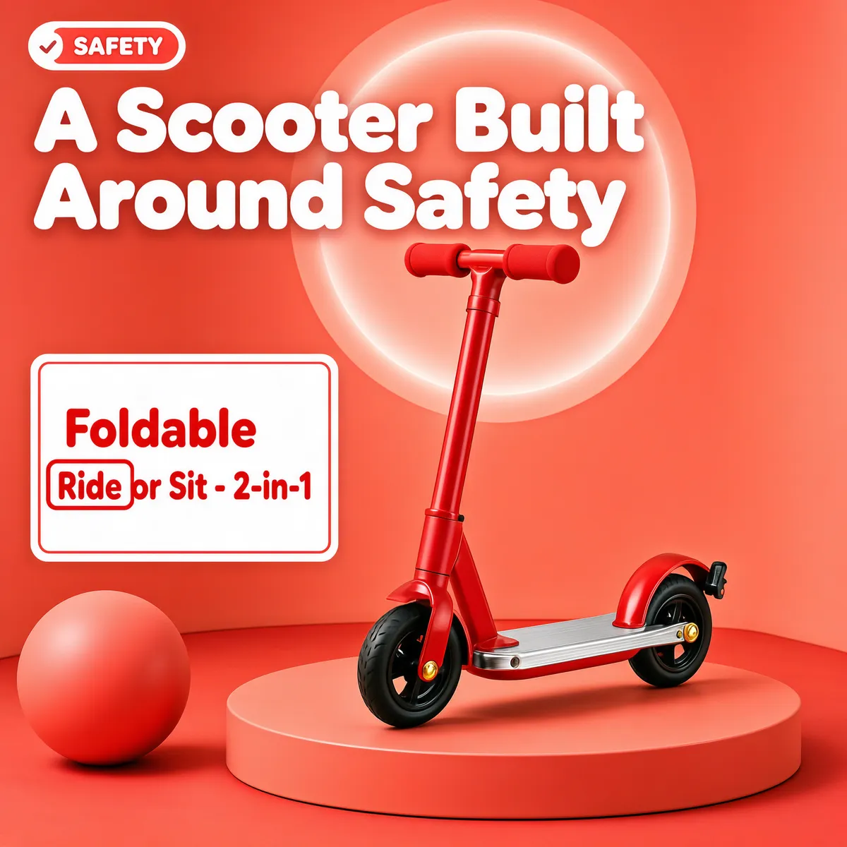Safe & Fun Kids Scooter Coral Studio