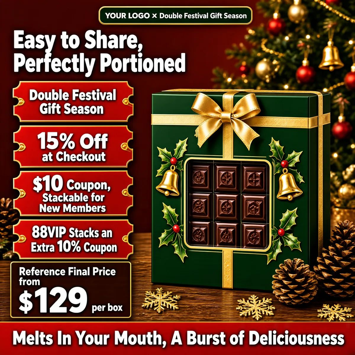 Christmas Chocolate Gift Box with Holiday Coupons