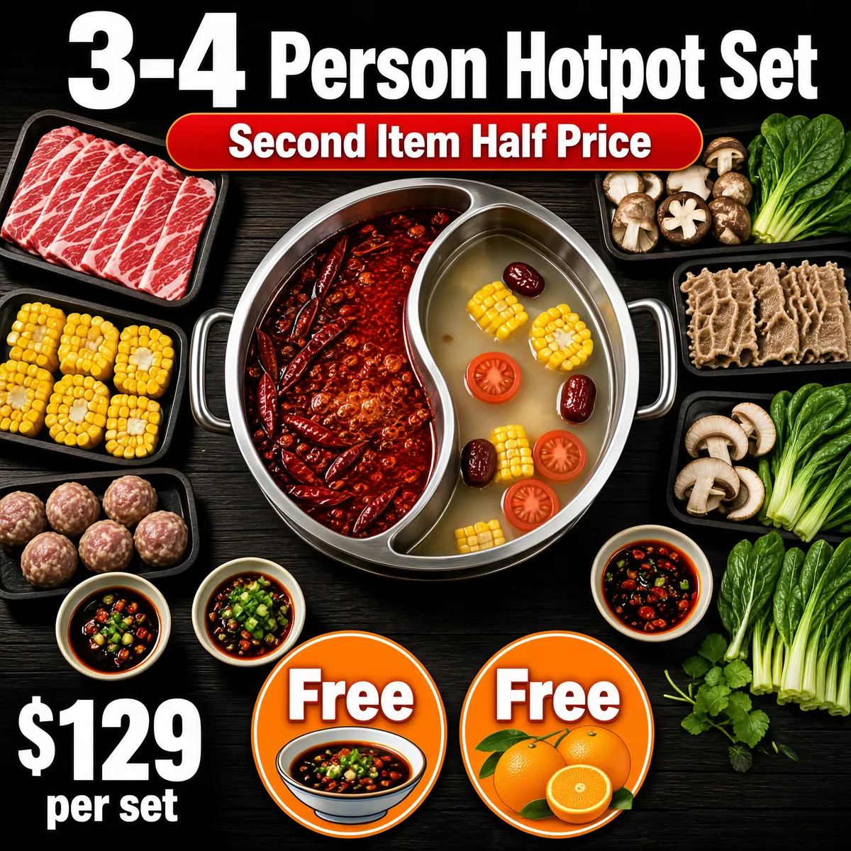 Hotpot Set for 3-4 with Free Dipping Sauce