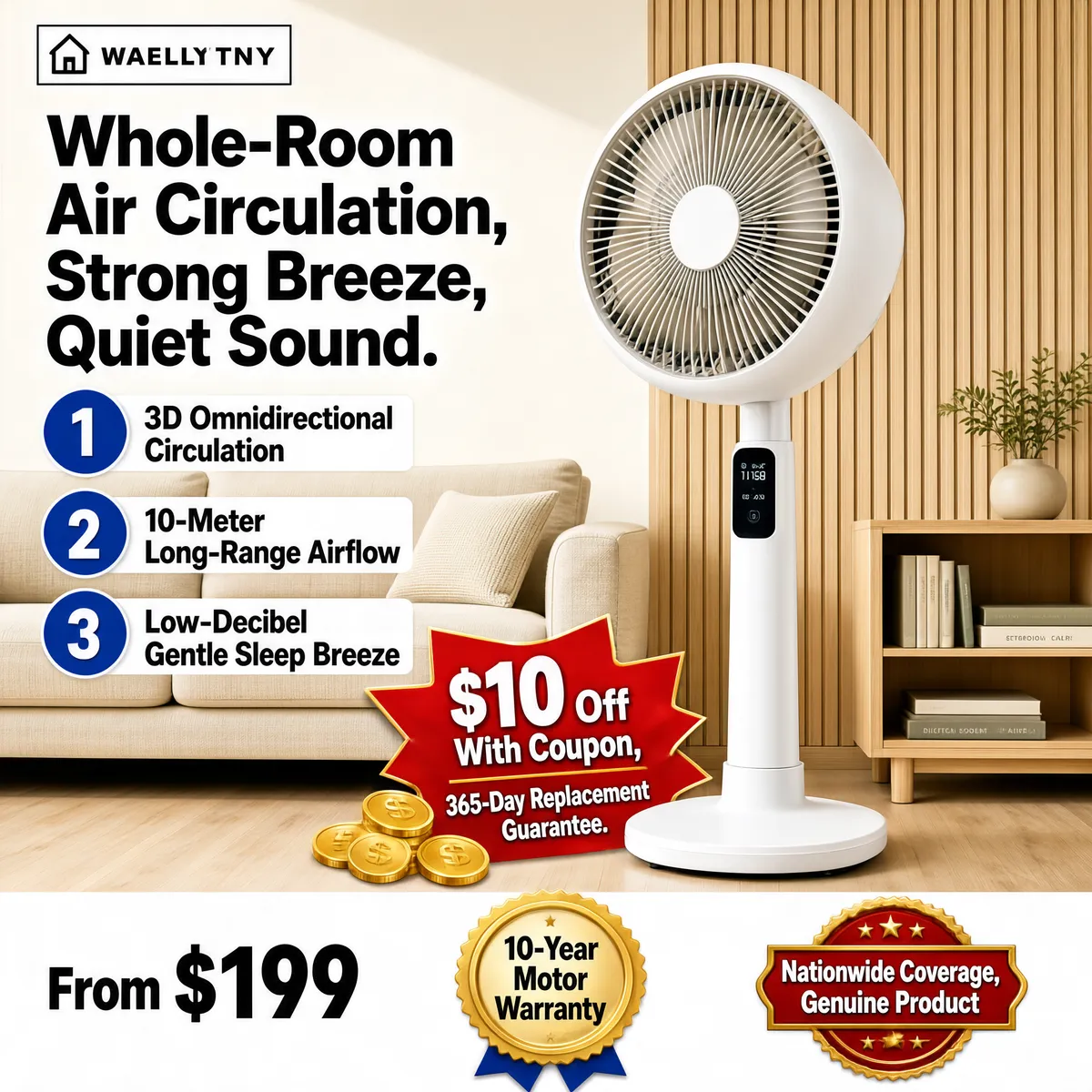 Whole-Room Air Circulation Fan
