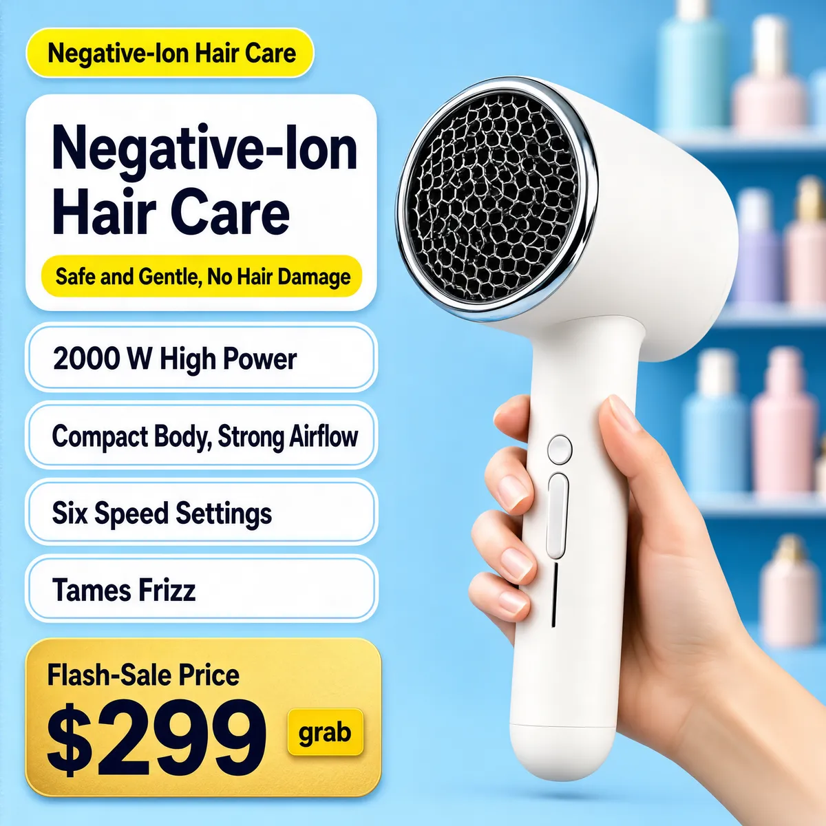 Negative-Ion Compact Hair Dryer