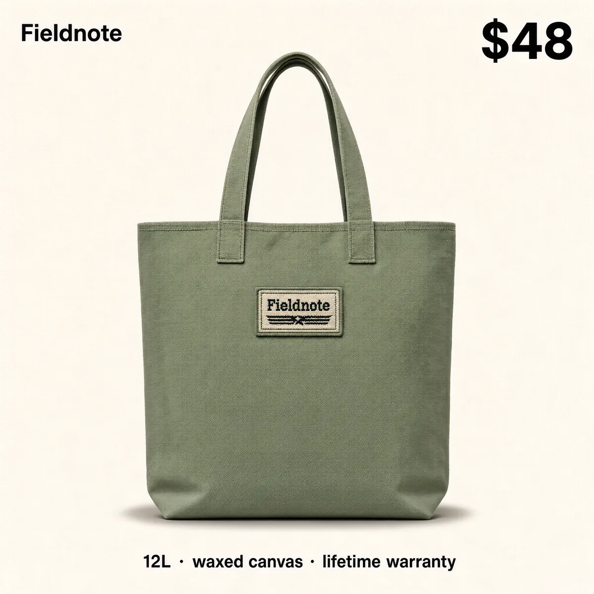 Sage Green Canvas Tote Bag Product Shot