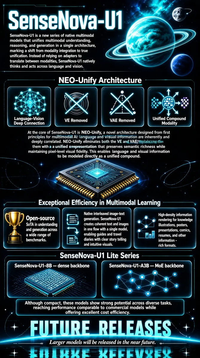SenseNova-U1 Multimodal AI Architecture Infographic