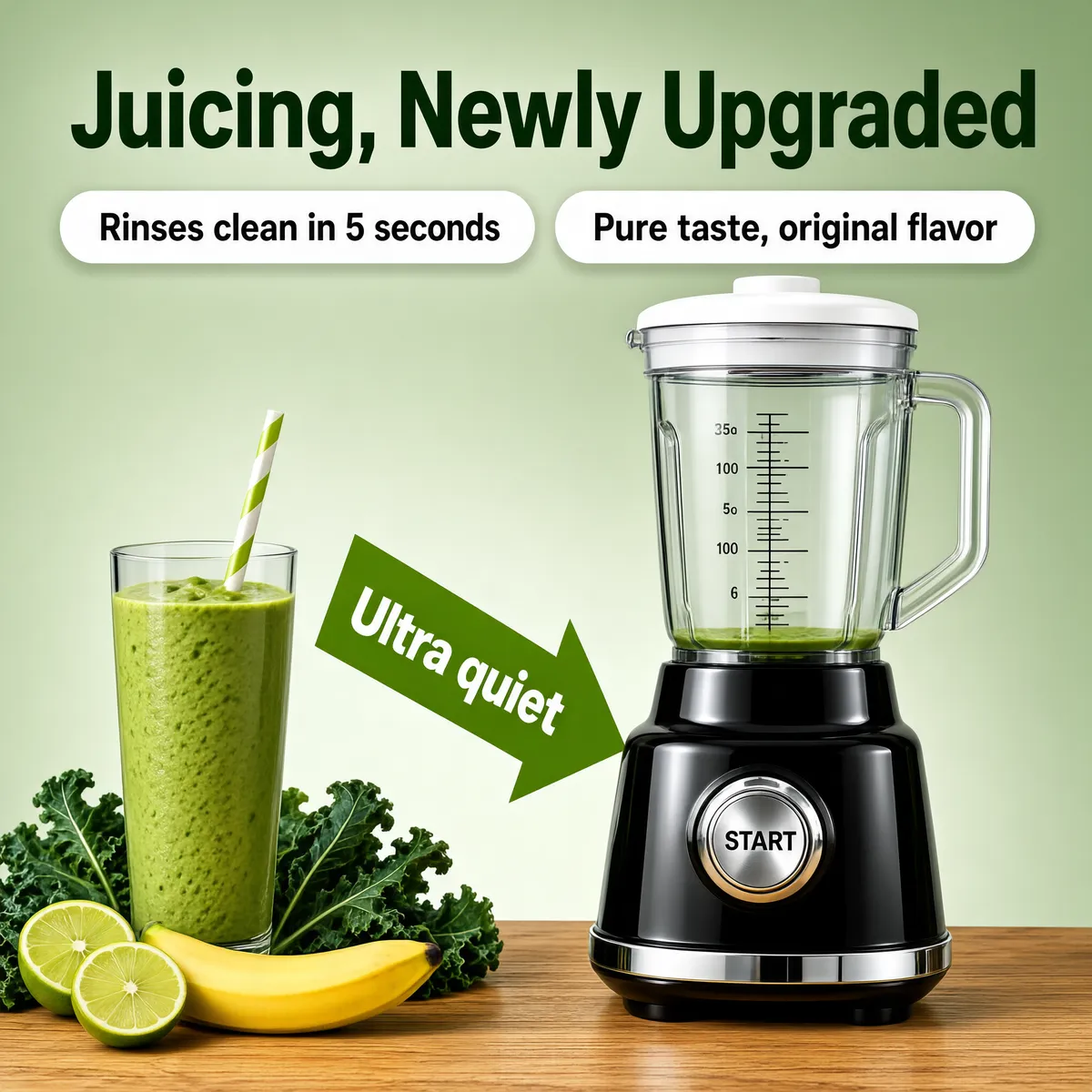Upgraded Retro Blender Fresh Green Smoothie