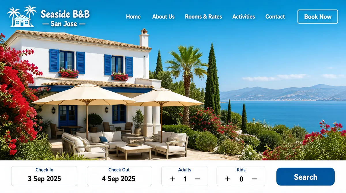 Seaside B&B Vacation Rental Website Design