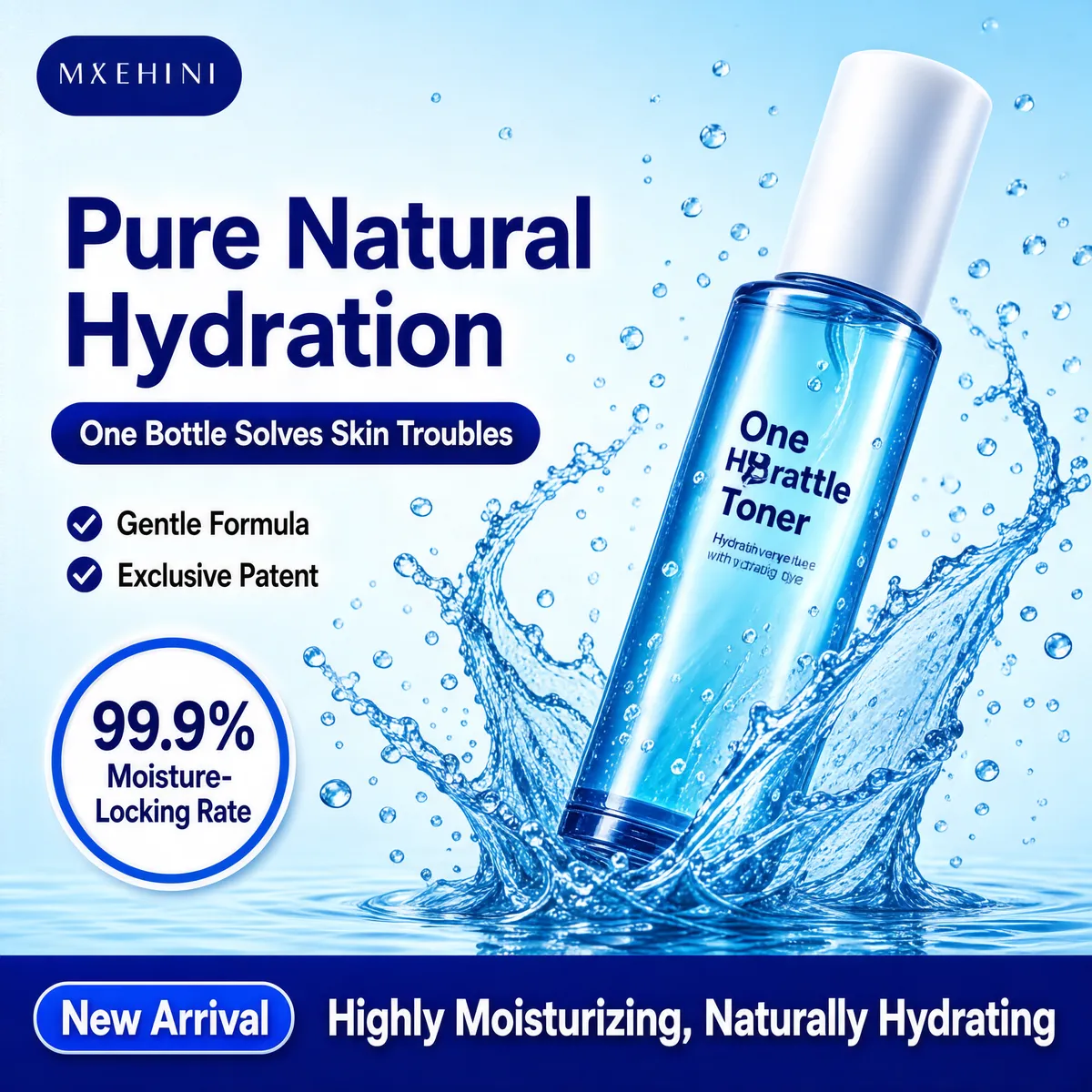 Pure Natural Hydration Skincare Toner Bottle