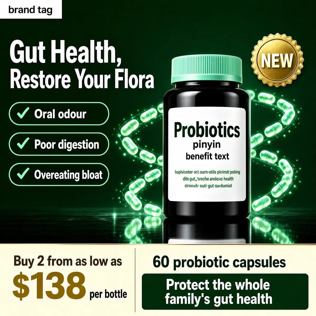 Probiotics Supplement Bottle Advertising Image