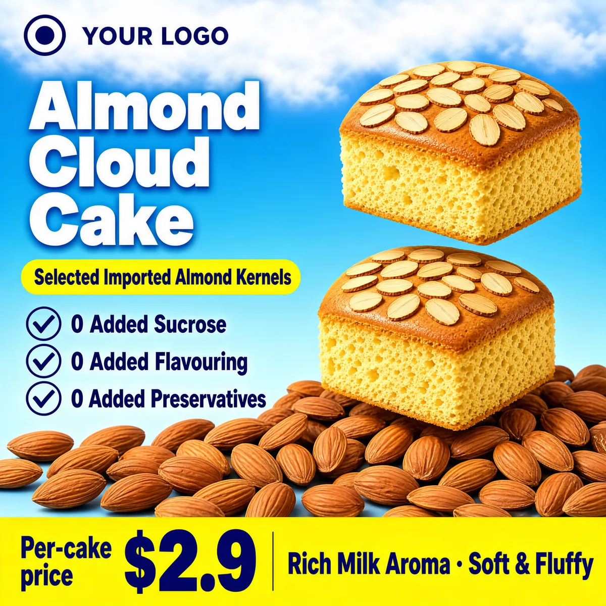 Almond Cloud Cake E-Commerce Product Shot