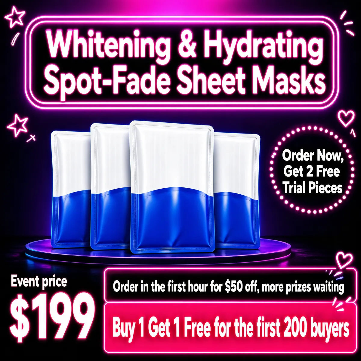 Neon Whitening Sheet Masks Flash Sale
