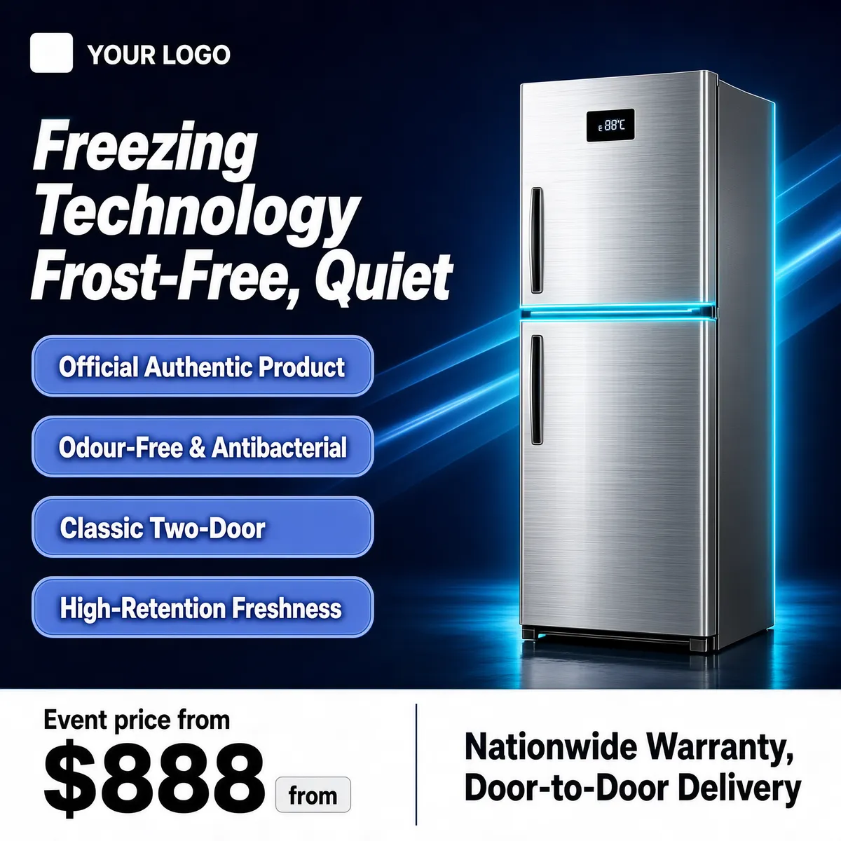 Slim Frost-Free Two-Door Fridge