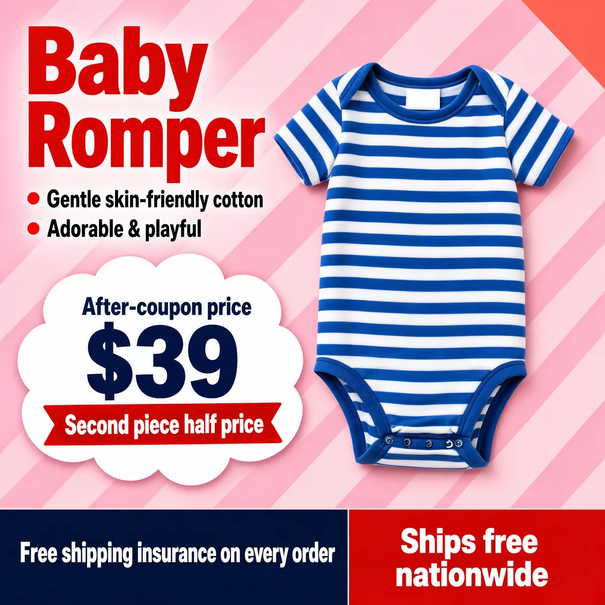 Sweet Pink Baby Romper Product Shot