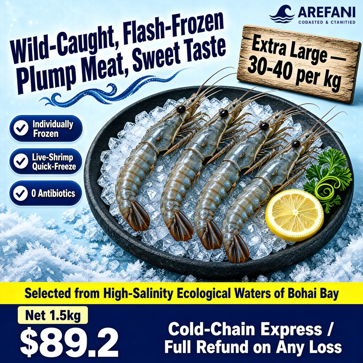 Wild-Caught Flash-Frozen Prawns Premium