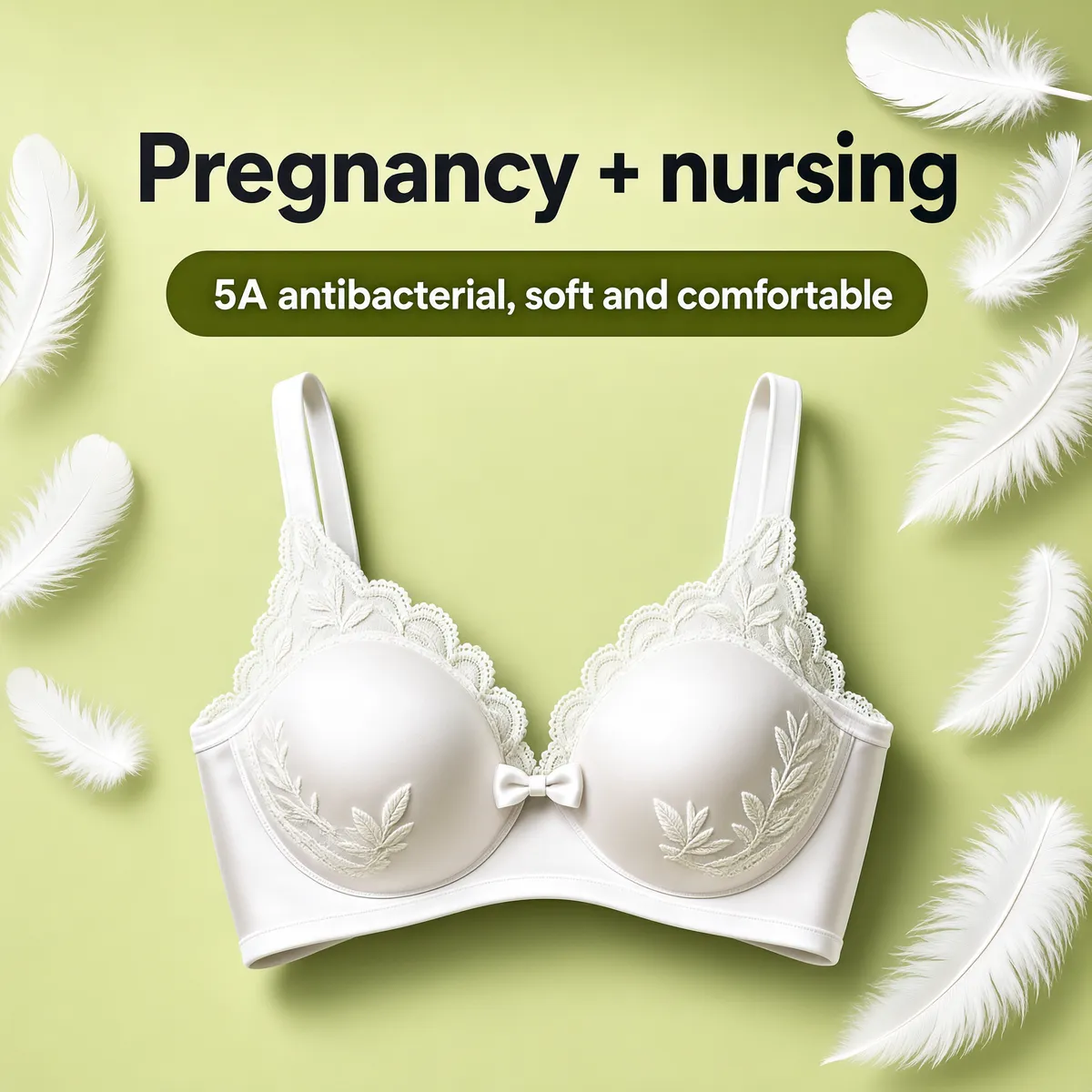 Soft Sage Nursing Bra with Lace Detail