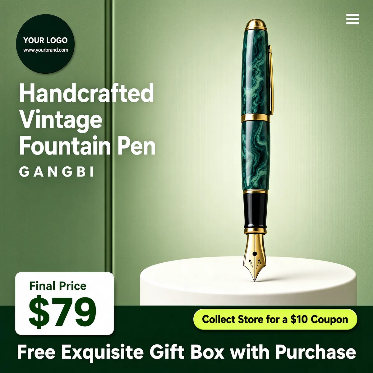 Handcrafted Vintage Fountain Pen Gift