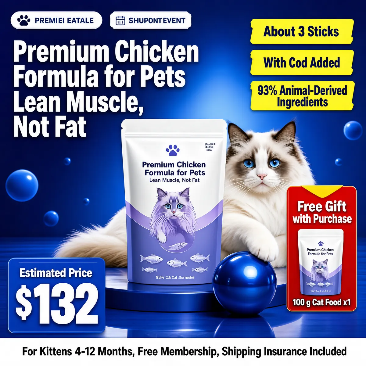 Premium Chicken Cat Food with Blue Stage