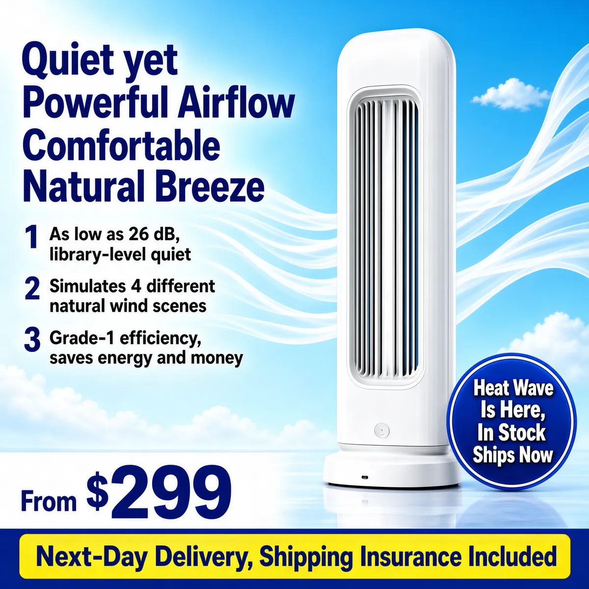 Bladeless Tower Fan Summer Promo