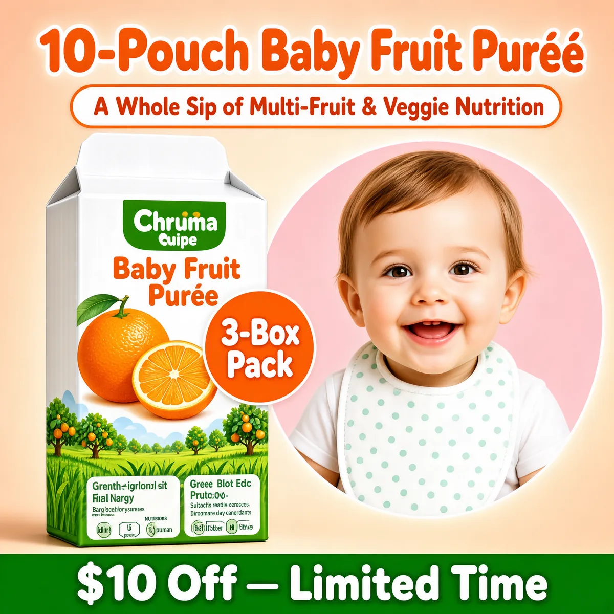Baby Fruit Purée Juice Carton with Happy Toddler