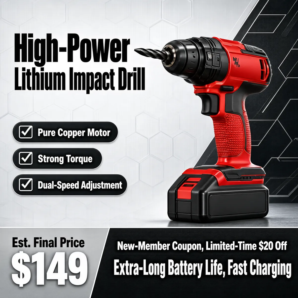 High-Power Lithium Impact Drill