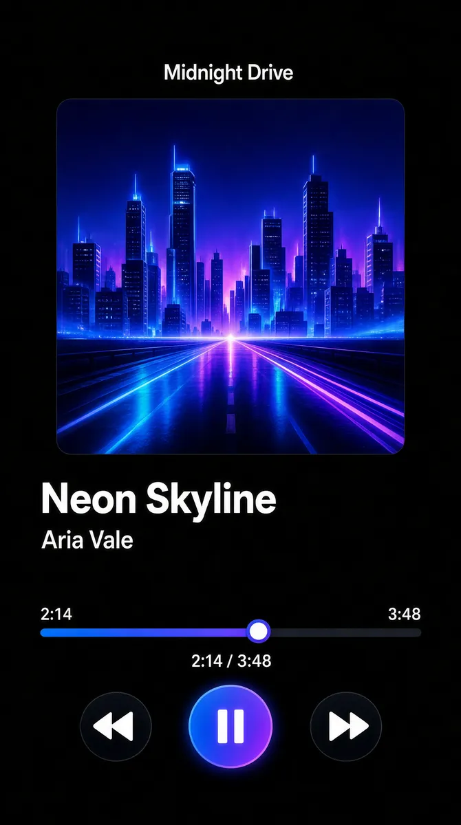 Neon Skyline Music Player UI