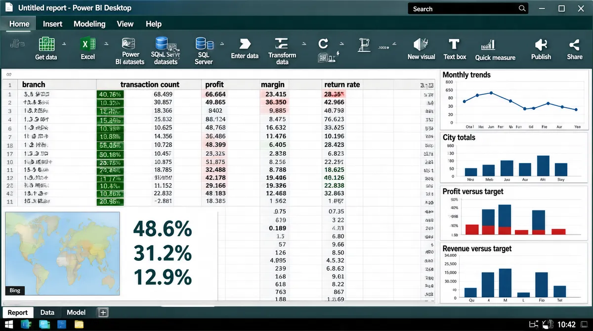 Power BI Desktop Analytics Dashboard Screenshot