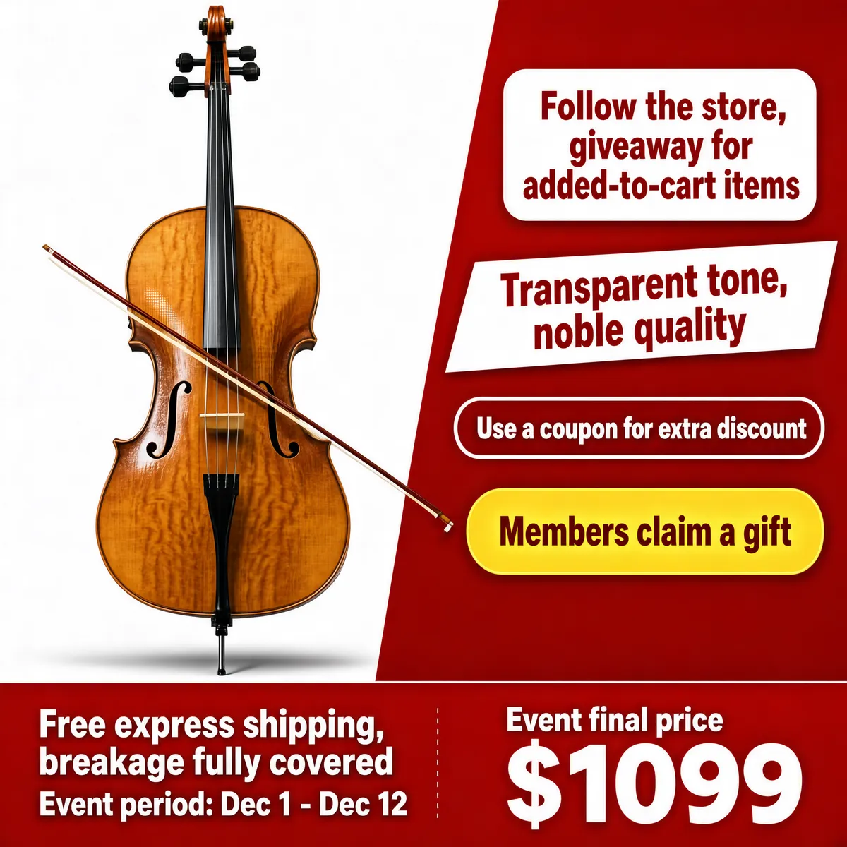Acoustic Cello with Promotional Pricing