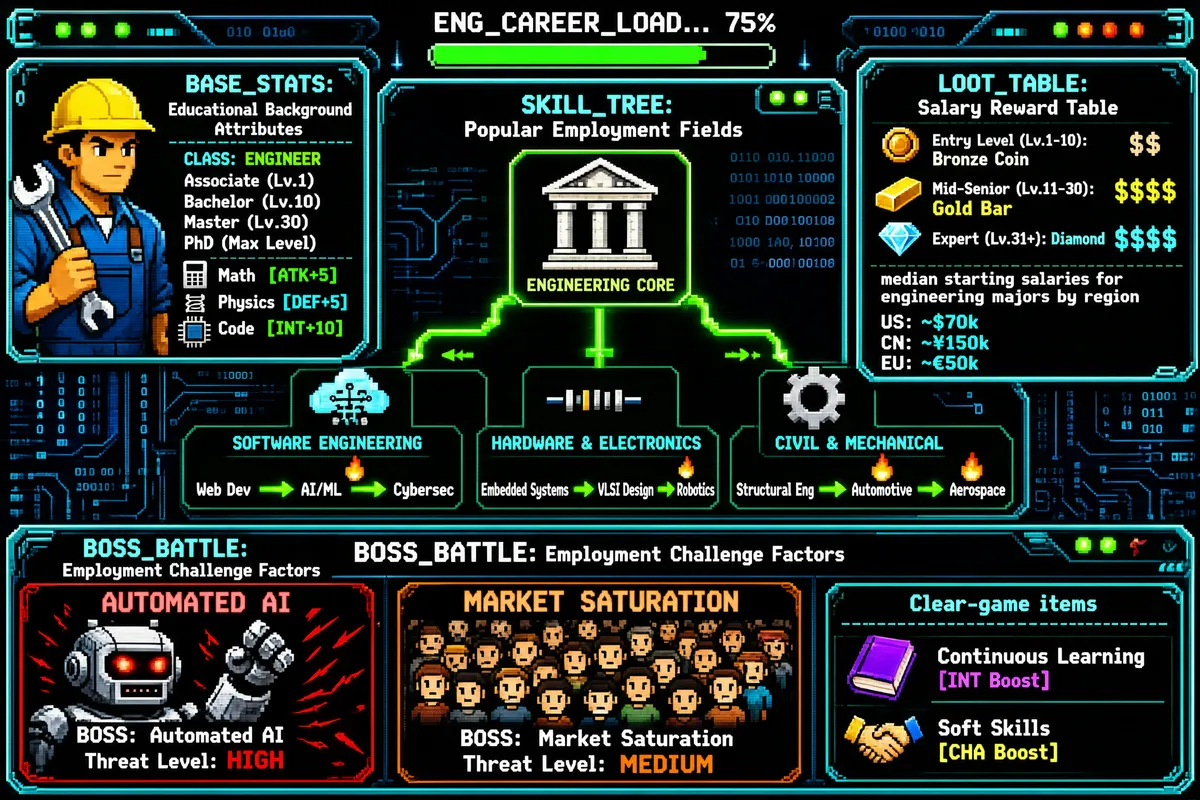 Retro Pixel Engineering Career Infographic