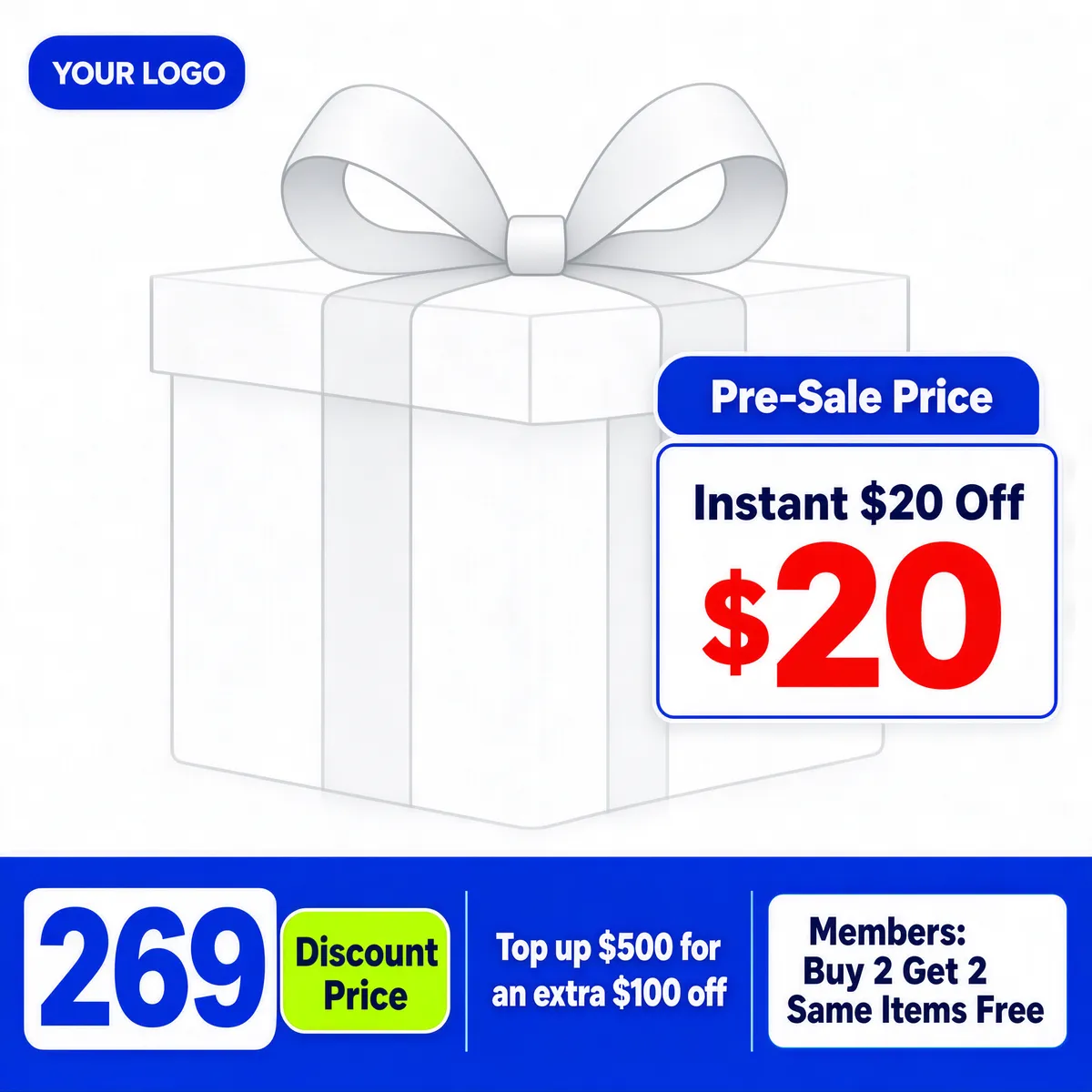 Minimal Blue White Membership Promo Product Image