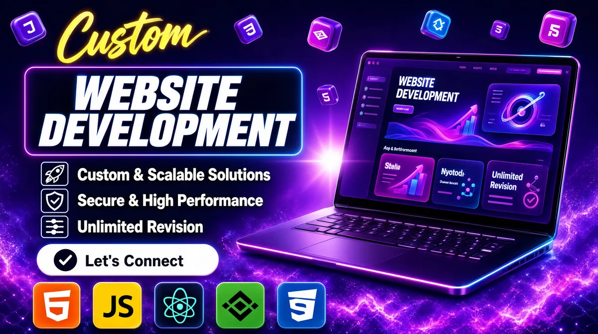 Custom Website Development Neon Gig Cover
