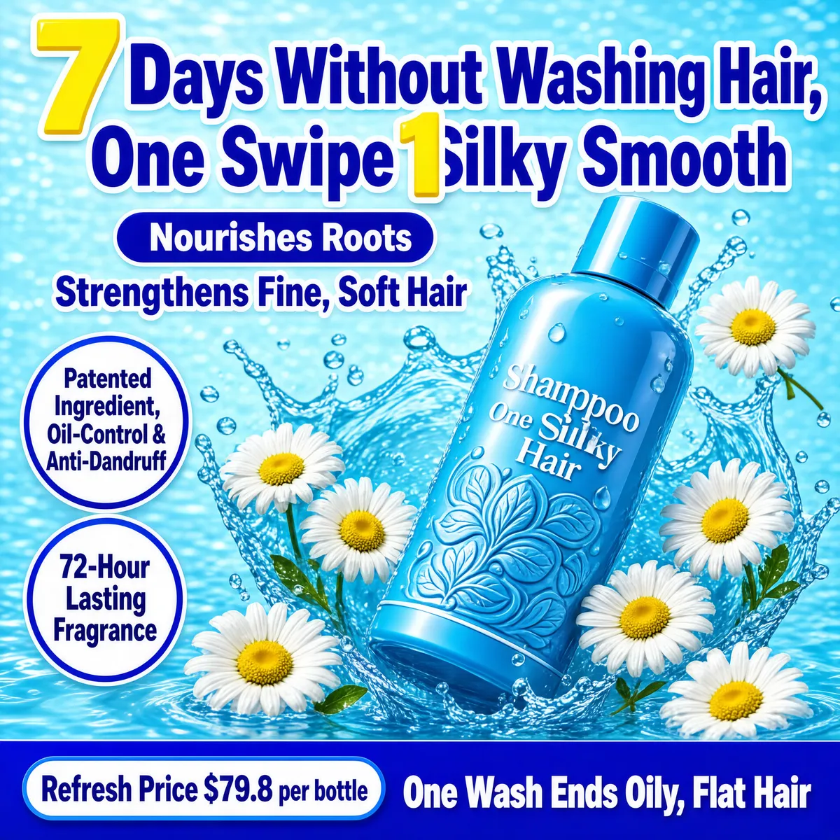 7 Days Silky Smooth Shampoo Bottle Splash