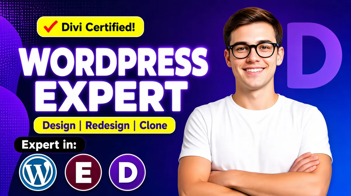 Divi Certified WordPress Expert Fiverr Gig Banner