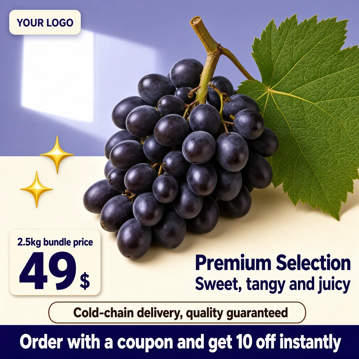 Premium Purple Grapes E-commerce Product Image