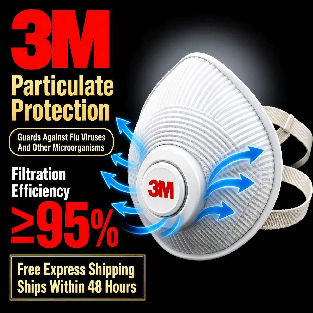 3M Particulate Respirator — 95% Filtration Protection