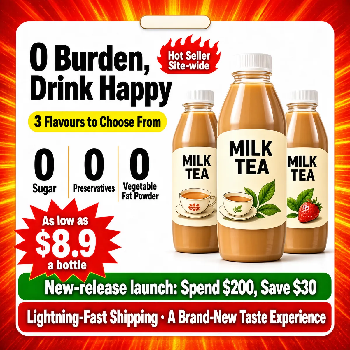 Zero Burden Milk Tea Launch Poster