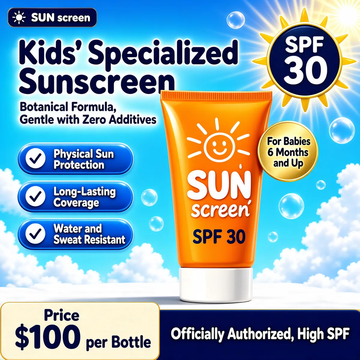 Kids Specialized Sunscreen Product Poster