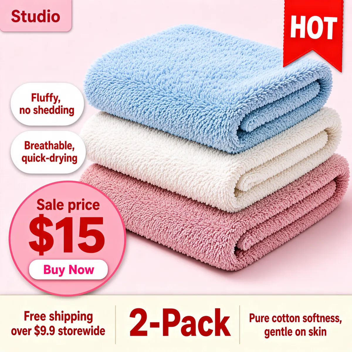 Soft Pastel Towel Stack with Sale Price
