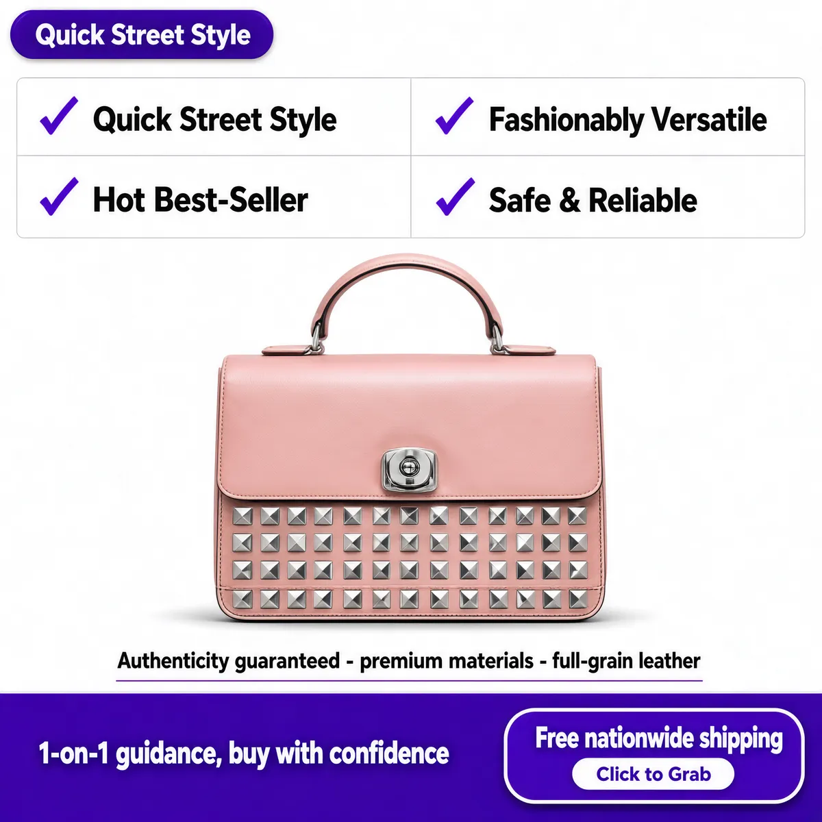 Pink Leather Satchel Fashion Promo