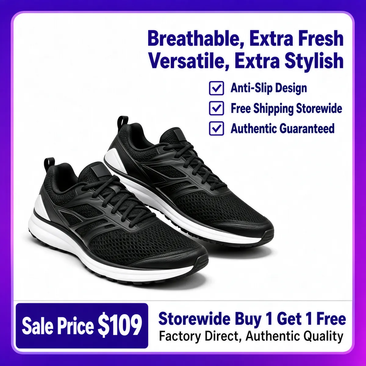 Black Mesh Running Sneakers - Breathable & Stylish