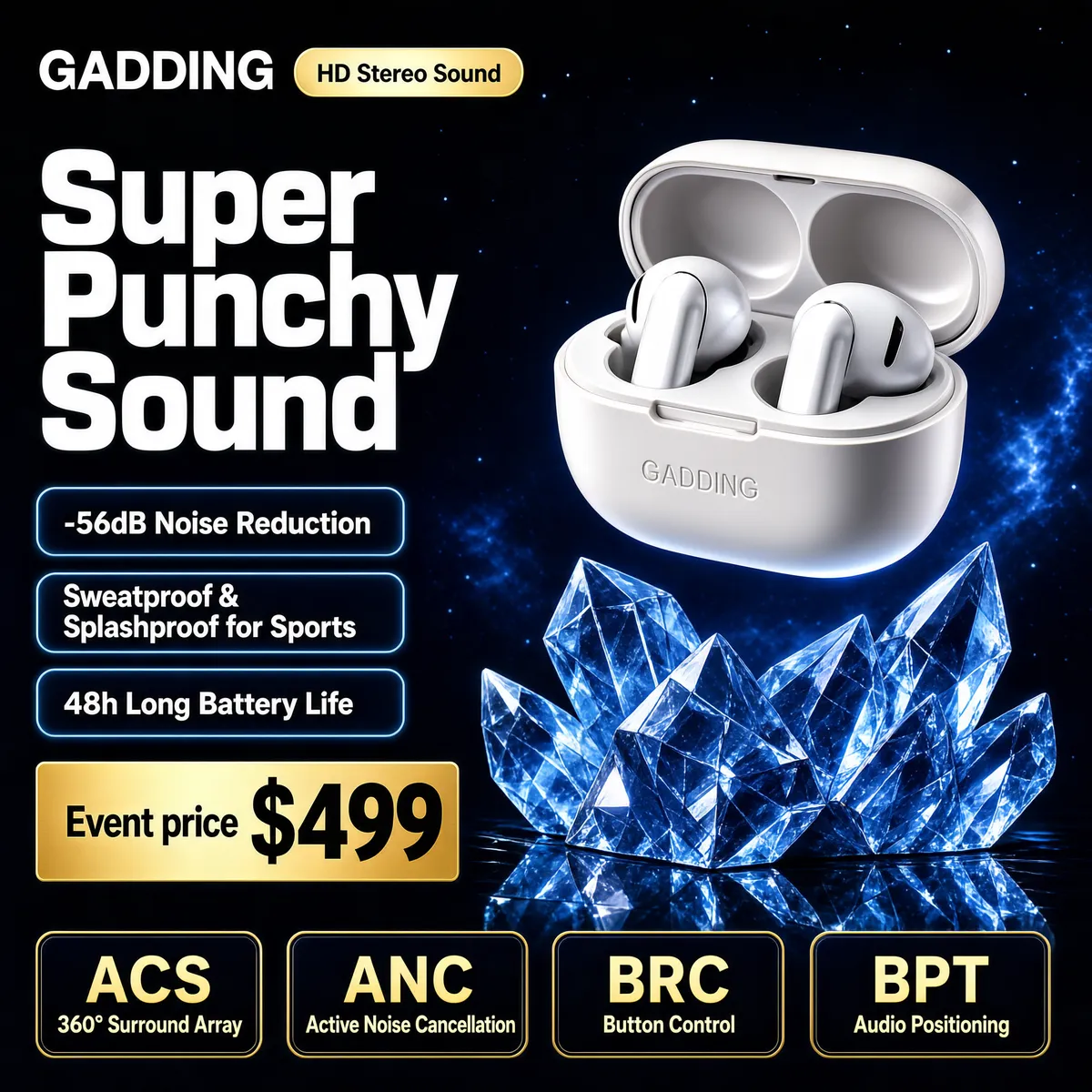 Premium Wireless Earbuds with ANC Tech