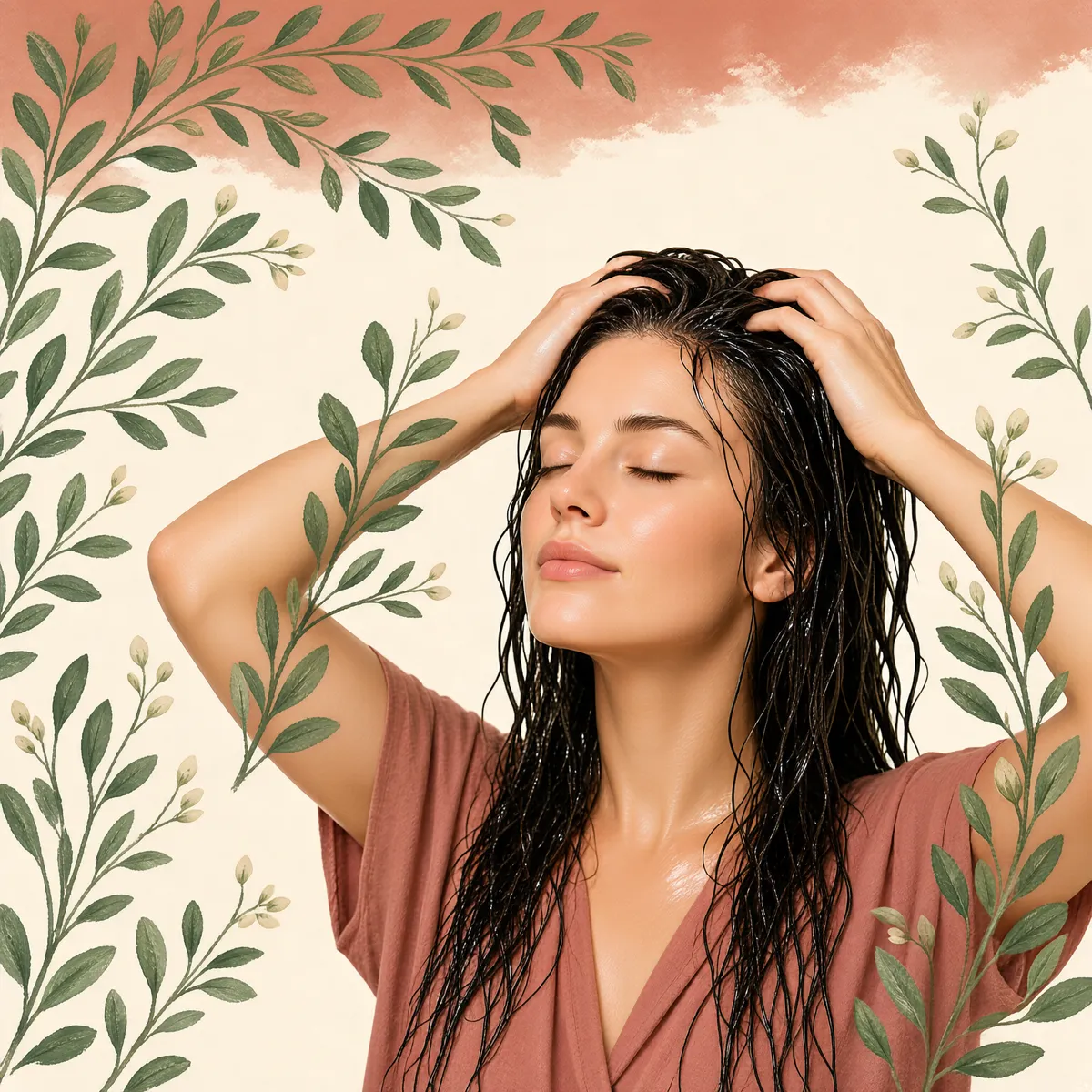 Botanical Haircare Beauty Illustration