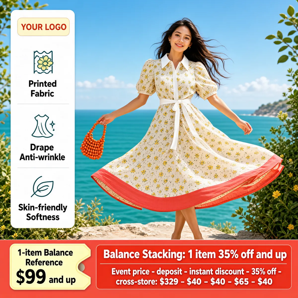 Breezy Seaside Floral Dress Promotion