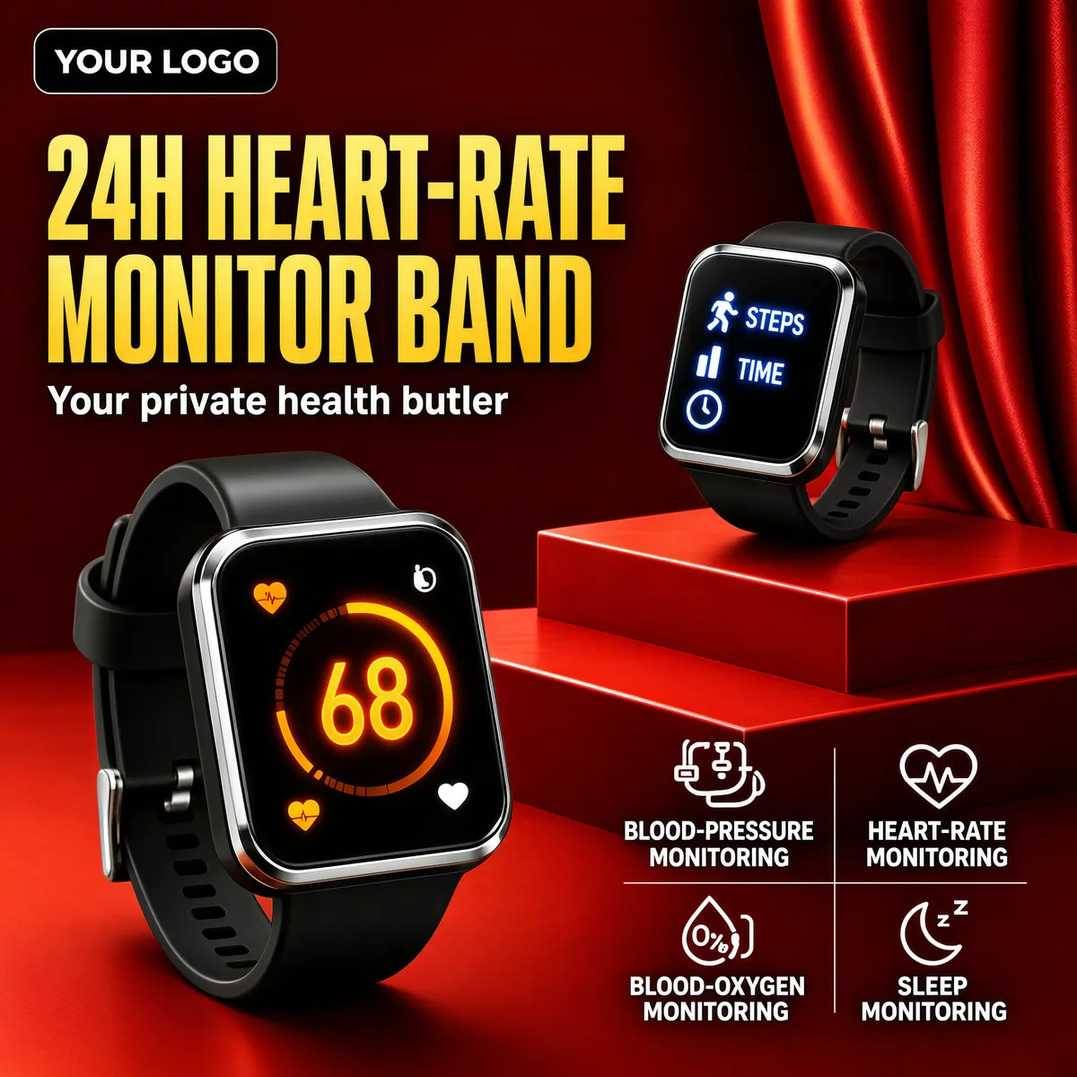 Smart Health Band – 24H Heart-Rate Monitor