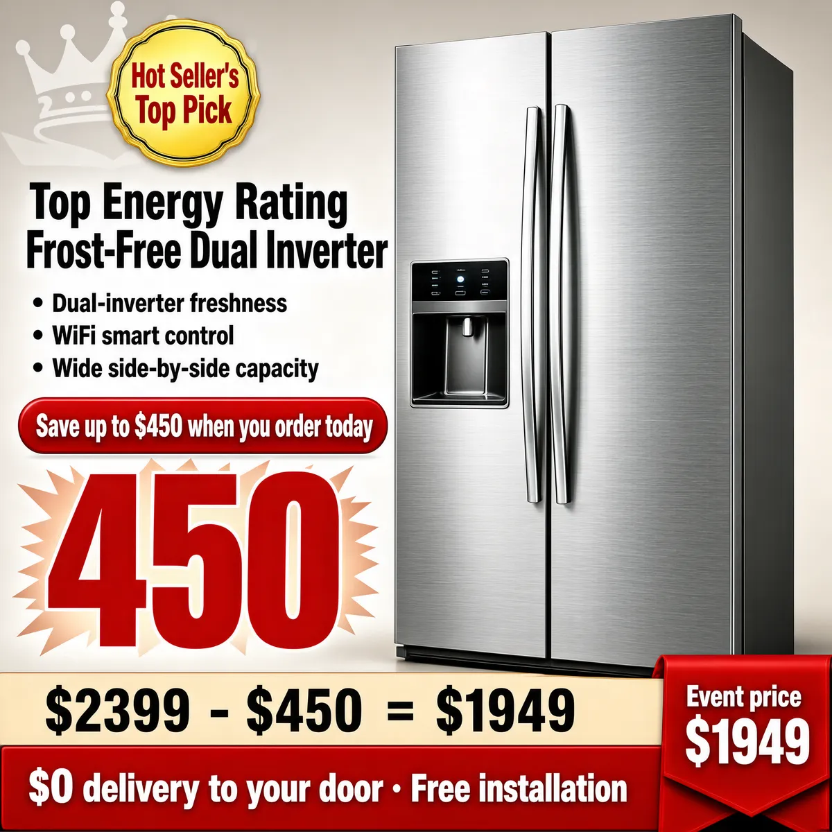Premium Stainless Refrigerator Hot Seller Deal