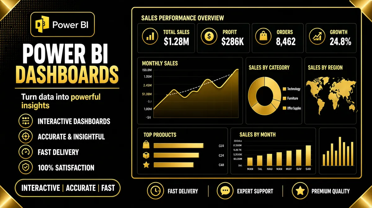 Premium Dark Gold Power BI Dashboard
