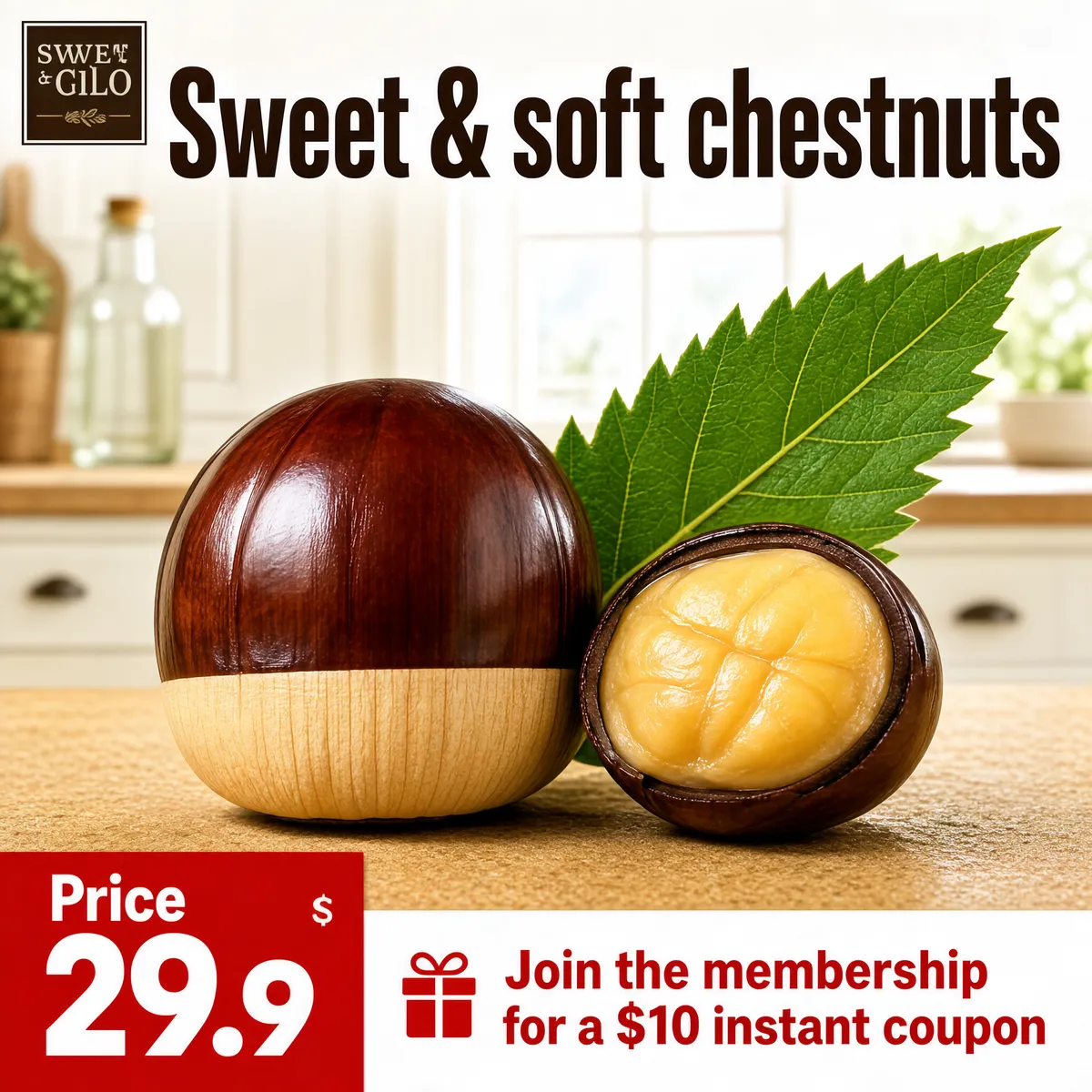 Fresh Farm Chestnuts on Kitchen Table