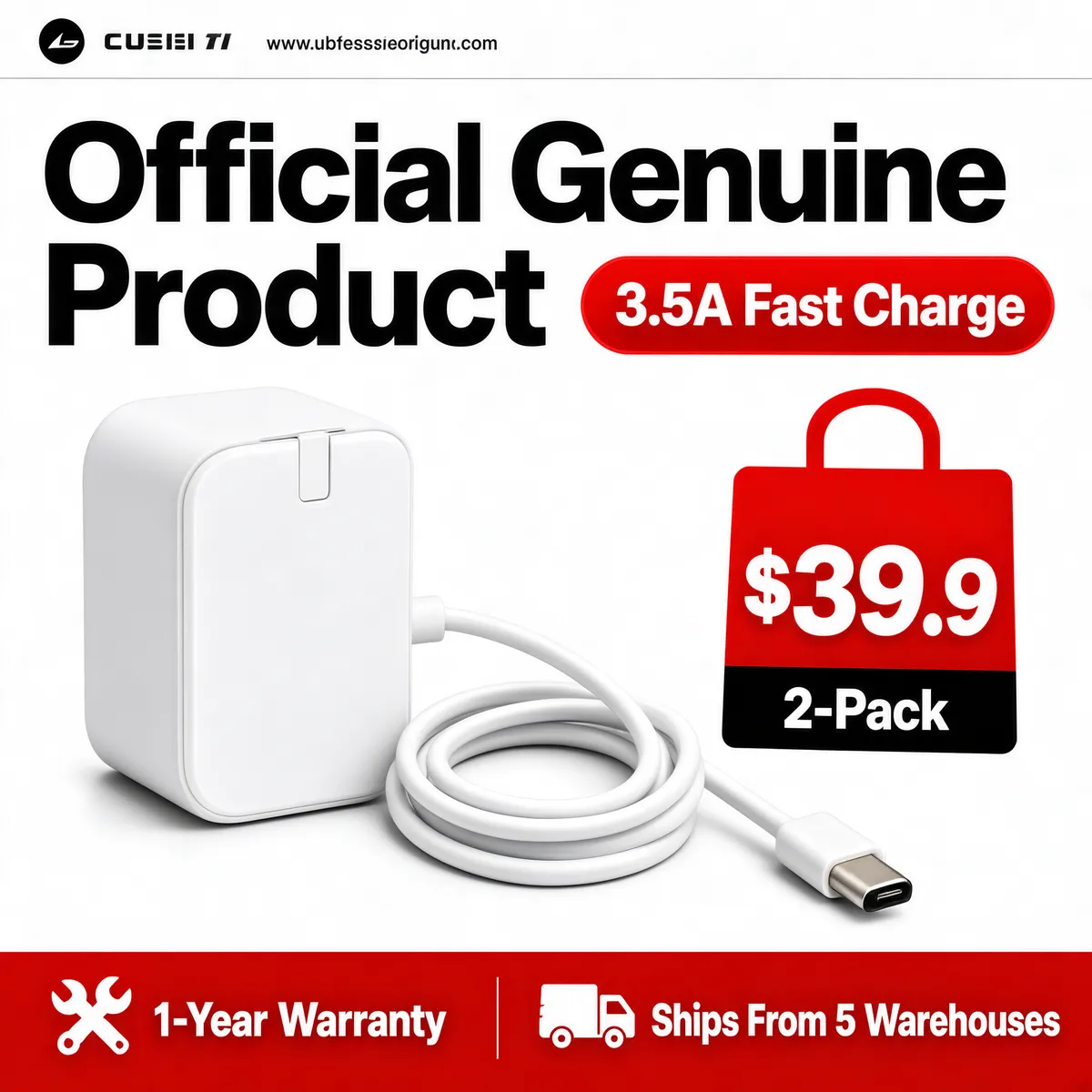 Fast Charge USB Wall Charger 2-Pack