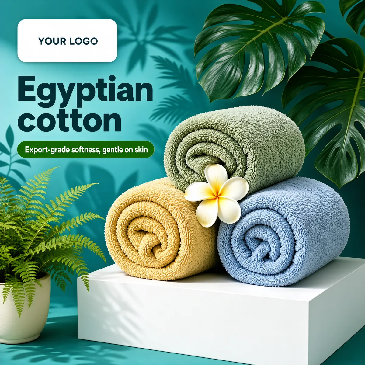 Premium Rolled Cotton Towels Spa Display