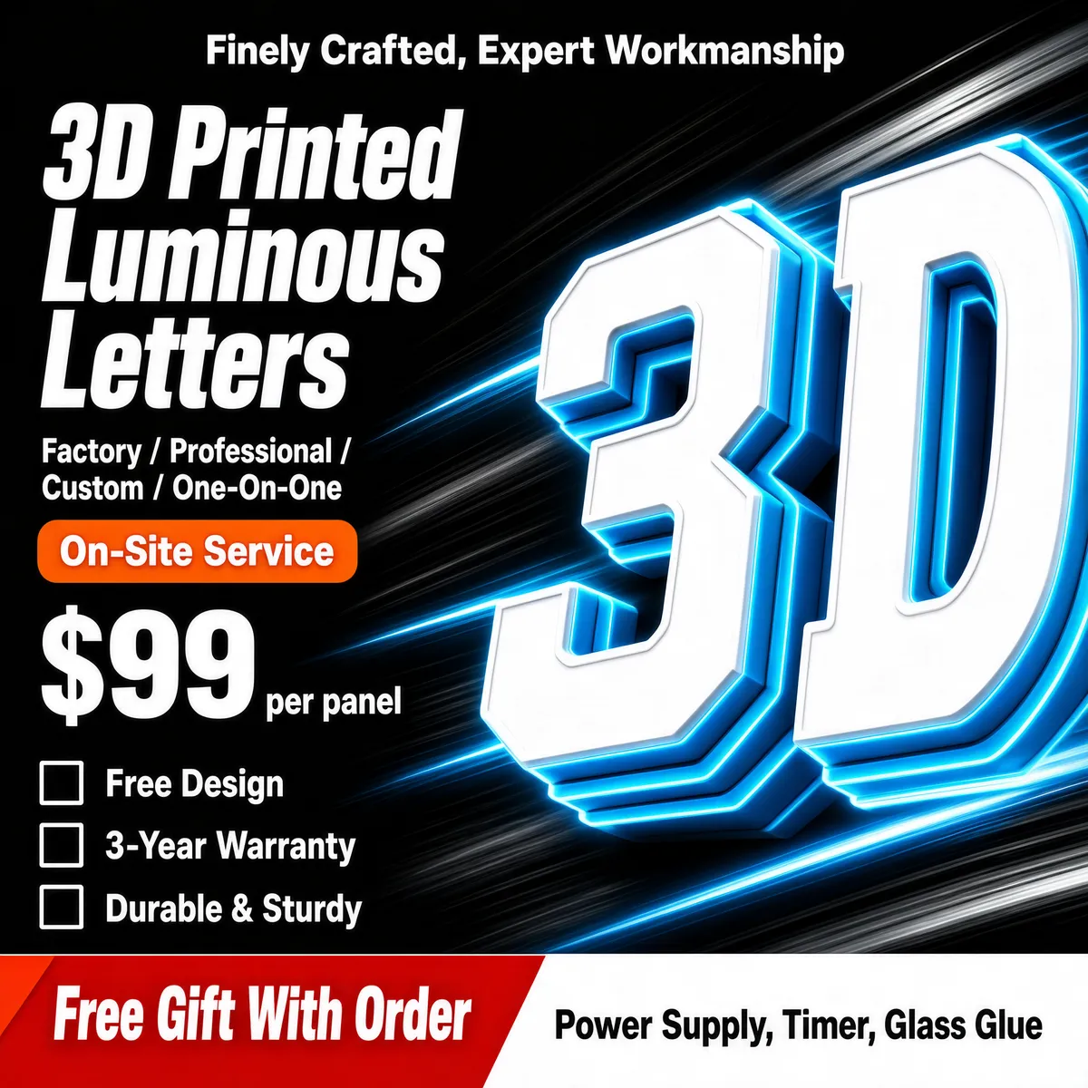 3D Printed Luminous Letters Signage