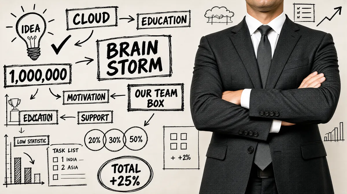 Business Strategy Concept On Doodle Wall