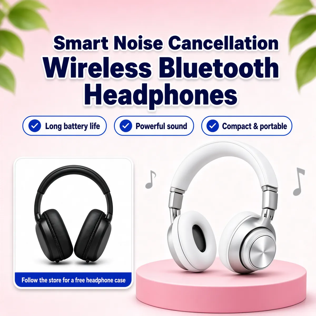 Smart Noise Cancellation Wireless Headphones