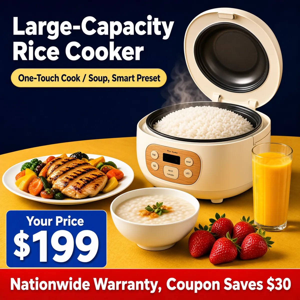Large-Capacity Rice Cooker E-Commerce Product Image